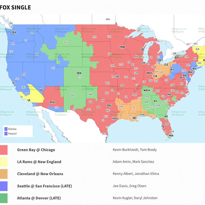 NFL Coverage Maps, Week 11, FOX Single Game
