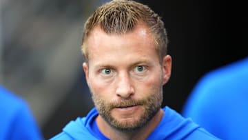 Sep 15, 2024; Glendale, Arizona, USA; Los Angeles Rams head coach Sean McVay looks on before the game against the Arizona Cardinals at State Farm Stadium. Mandatory Credit: Joe Camporeale-Imagn Images