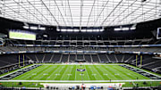 Sep 28, 2025; Paradise, Nevada, USA; A general view of  Allegiant Stadium before the game between the Chicago Bears and Las Vegas Raiders. Mandatory Credit: Kiyoshi Mio-Imagn Images