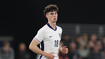 Archie Gray in action against Austria