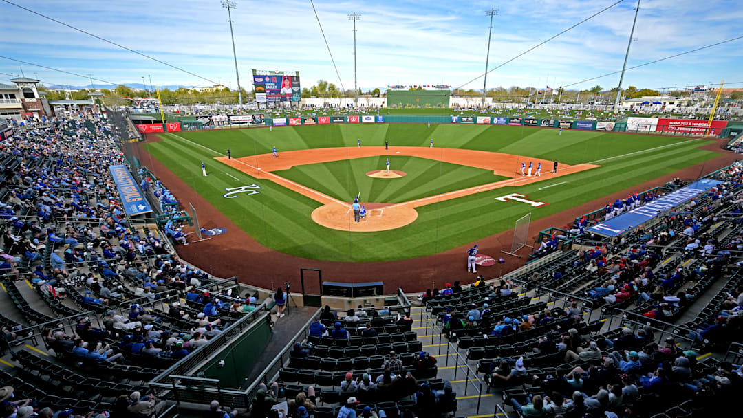 Feb 20, 2026; Surprise, Arizona, USA; General view of Surprise Stadium during the game between the Kansas City Royals and the Texas Rangers. Mandatory Credit: Jayne Kamin-Oncea-Imagn Images Feb 20, 2026; Surprise, Arizona, USA; General view of Surprise Stadium during the game between the Kansas City Royals and the Texas Rangers. Mandatory Credit: Jayne Kamin-Oncea-Imagn Images
