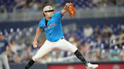 Marlins pitcher Quantrill pitches against the Tampa Bay Rays at loanDepot Park.