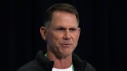 Feb 27, 2024; Indianapolis, IN, USA; Jacksonville Jaguars general manager Trent Baalke speaks at a press conference at the NFL Scouting Combine at Indiana Convention Center. Mandatory Credit: Kirby Lee-Imagn Images