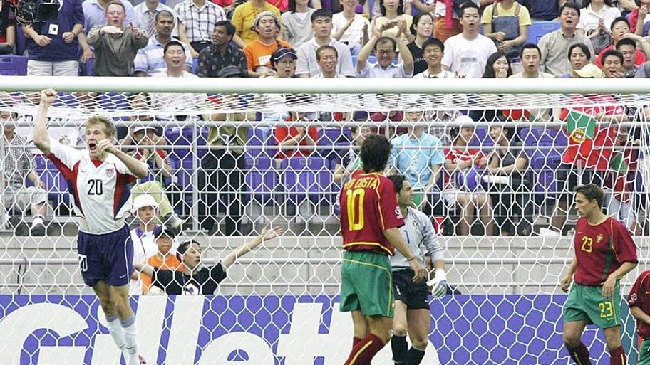 Brian McBride celebrates his goal.
