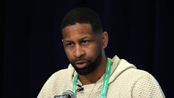 Feb 27, 2024; Indianapolis, IN, USA Cleveland Browns general manager Andrew Berry speaks during a press conference at the NFL Scouting Combine at Indiana Convention Center. Mandatory Credit: Kirby Lee-Imagn Images