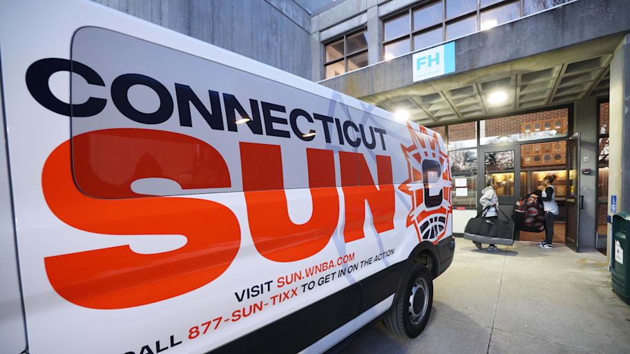 A truck with a Connecticut Sun logo is seen at Massasoit Community College in Brockton, Mass. | Marc Vasconcellos/The Enterprise / USA TODAY NETWORK via Imagn Images
