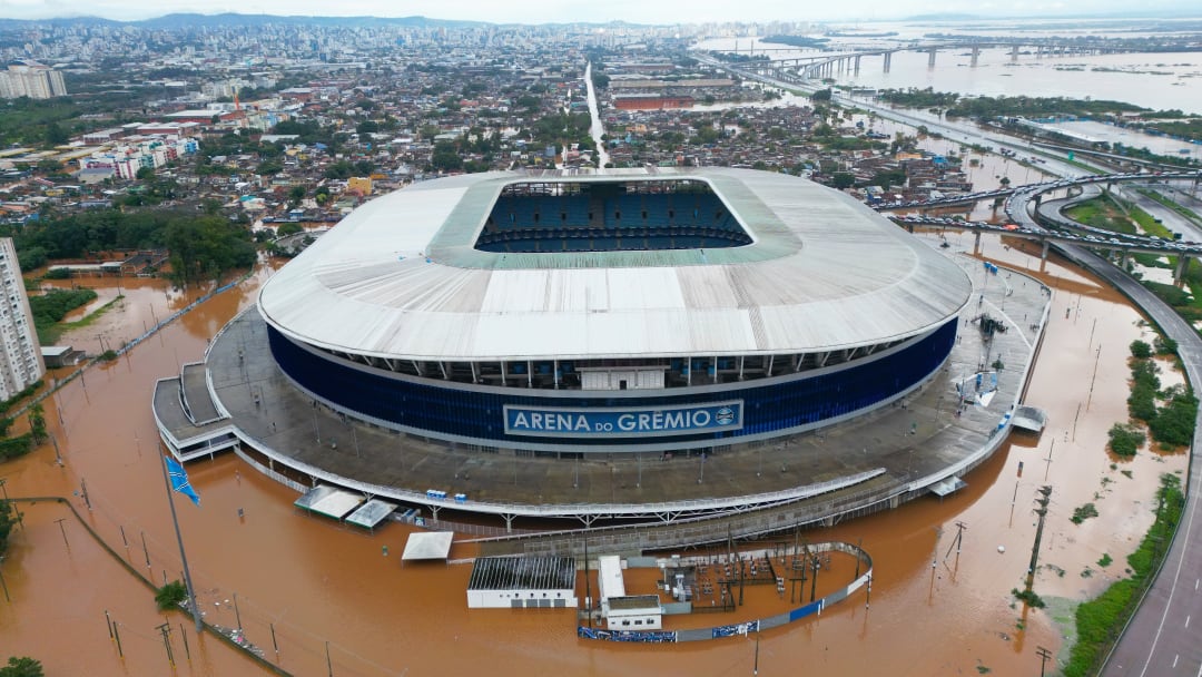 Arena dos Grêmio é um dos pontos de Porto Alegre mais atingidos pelas chuvas