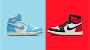The Air Jordan 1 High OG "UNC Reimagined" and "Black Toe" colorways are 25% off at Nike.