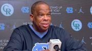 UNC basketball coach Hubert Davis during a press conference on Dec. 1, 2025 at the Smith Center.
