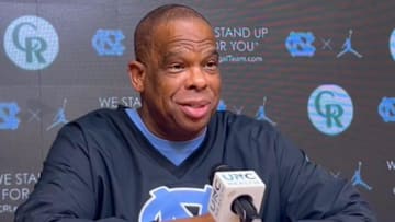 UNC basketball coach Hubert Davis during a press conference on Dec. 1, 2025 at the Smith Center.