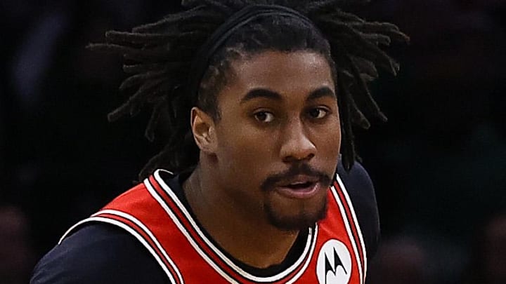 Chicago Bulls guard Jaden Ivey (31) brings the ball up the court against the Boston Celtics during the second half at TD Garden on Feb 11, 2026.