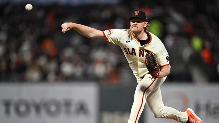 Apr 23, 2025; San Francisco, California, USA; San Francisco Giants starting pitcher Logan Webb (62) throws against the Milwaukee Brewers in the sixth inning at Oracle Park. Mandatory Credit: Eakin Howard-Imagn Images
