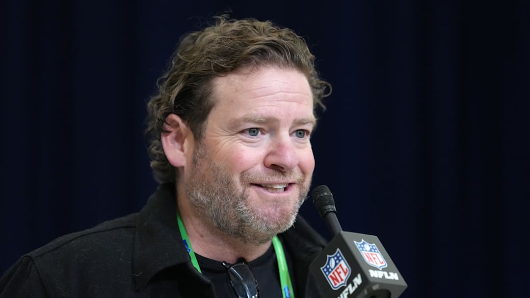 Seattle Seahawks general manager John Schneider speaks at the NFL Scouting Combine.