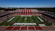 Sep 7, 2024; Stanford, California, USA;  A general view of Stanford Stadium before a game between the Cal Poly Mustangs and the Stanford Cardinal. Mandatory Credit: Sergio Estrada-Imagn Images