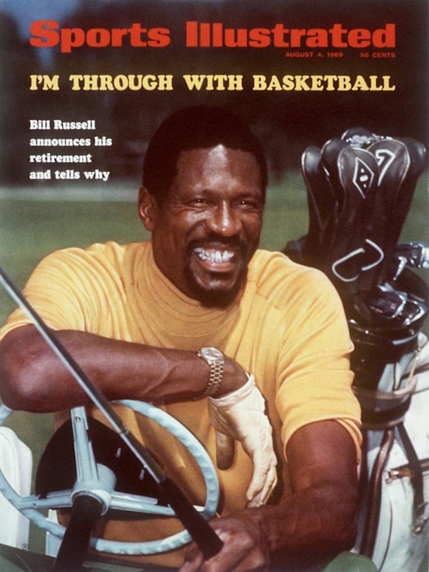 Bill Russell on the cover of Sports Illustrated in 1969, explaining his retirement from basketball.