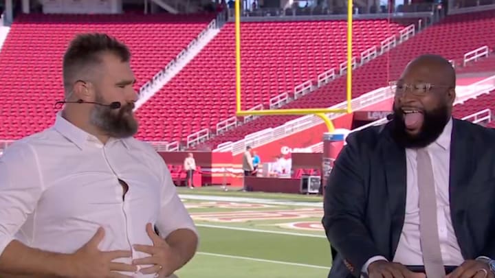 Jason Kelce had the ESPN crew in hysterics with this line about his new shirt.