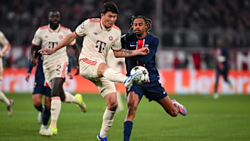 Kim Min-jae in action for FC Bayern against Paris Saint-Germain in the UEFA Champions League 2024/25 League Phase