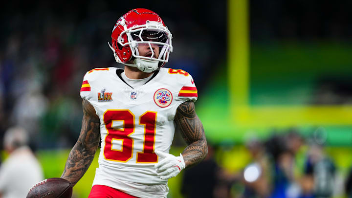 Chiefs WR/RS Nikko Remigio on the field prior to Super Bowl LIX