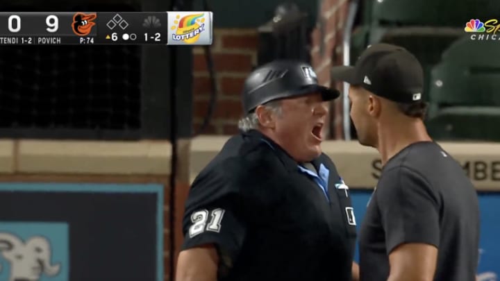 Wendelstedt (left) and Sizemore (right) argue after the White Sox manager was ejected from a game against the Orioles.