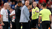 Match referee Anthony Taylor (second from right to left) notified both managers about the incident.