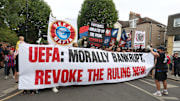 Crystal Palace Fans Protest Against UEFA Decision to Demote The Club From Europa League To The