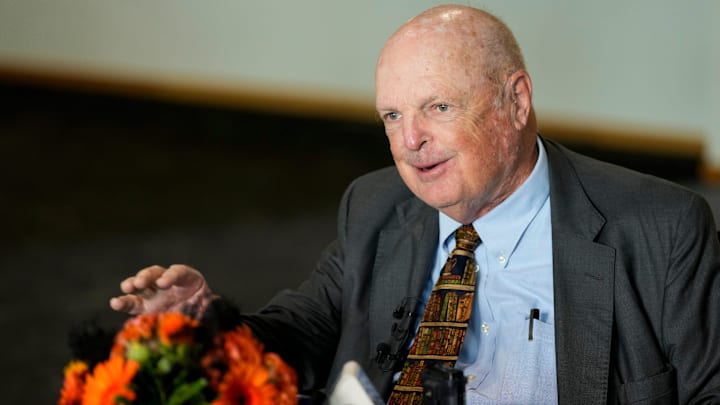 Cincinnati Bengals team owner Mike Brown greets the press during the annual Cincinnati Bengals media day event at Paycor Stadium in downtown Cincinnati on Monday, July 21, 2025. Cincinnati Bengals team owner Mike Brown greets the press during the annual Cincinnati Bengals media day event at Paycor Stadium in downtown Cincinnati on Monday, July 21, 2025.