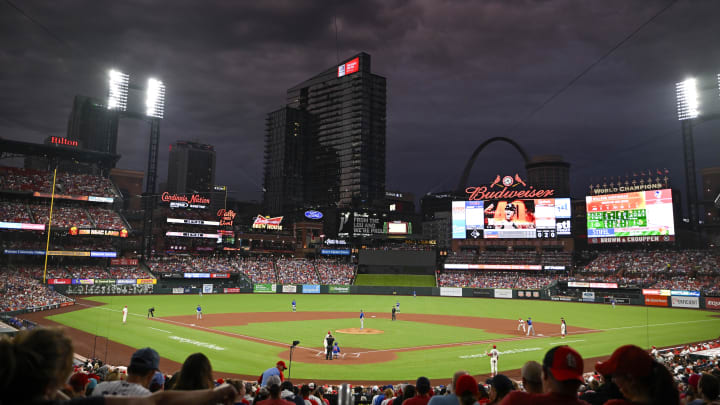 Jul 29, 2023; St. Louis, Missouri, USA;  A general view of Busch Stadium during the second inning of a game between the St. Louis Cardinals and the Chicago Cubs. Mandatory Credit: Jeff Curry-USA TODAY Sports