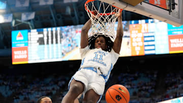 Ian Jackson dunks during North Carolina v Campbell