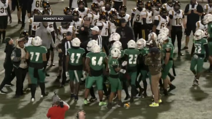 Lincoln and Newbury Park get into it pregame resulting in three penalty flags.