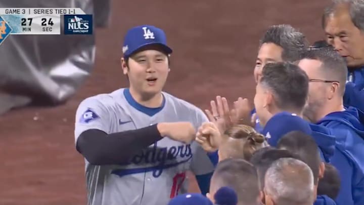 Shohei Ohtani heard it from the New York crowd before the Dodgers won Game 3 of the NLCS on Wednesday night. 
