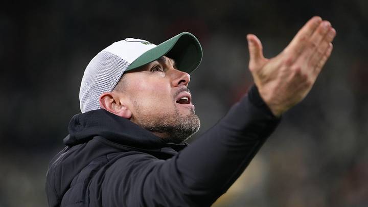 Nov 28, 2024; Green Bay, Wisconsin, USA;  Green Bay Packers head coach Matt LaFleur during the game against the Miami Dolphins at Lambeau Field. Mandatory Credit: Jeff Hanisch-Imagn Images