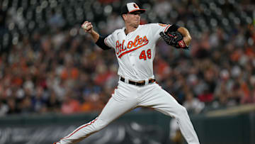 Toronto Blue Jays v Baltimore Orioles: Kyle Gibson of the Orioles throws a pitch