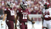 Texas A&M Aggies quarterback Marcel Reed reacts after a play during the second quarter against the South Carolina Gamecocks at Kyle Field.