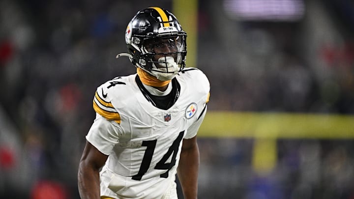 Pittsburgh Steelers wide receiver George Pickens looks on in the third quarter against the Baltimore Ravens in an AFC wild card game at M&T Bank Stadium.