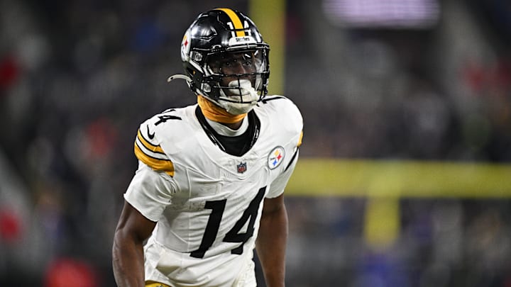 Pittsburgh Steelers wide receiver George Pickens looks on in the third quarter against the Baltimore Ravens in an AFC wild card game at M&T Bank Stadium. 