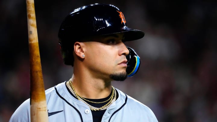 Tigers Javier Baez (28) reacts to striking out against the Diamondbacks during a game at Chase Field on Friday, May 17, 2024.