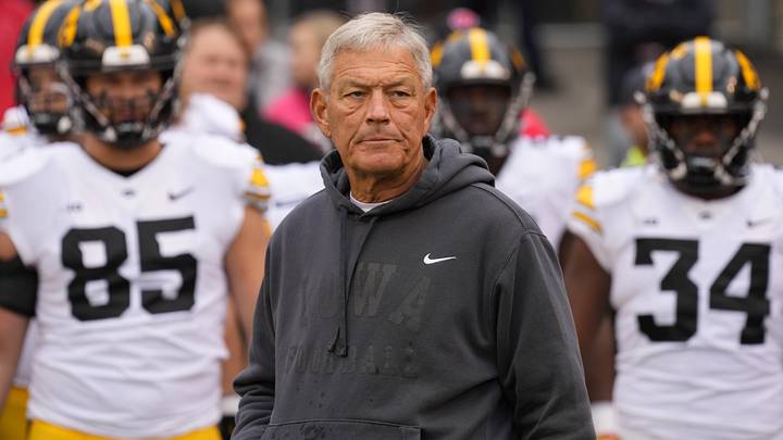 Oct 14, 2023; Madison, Wisconsin, USA;  Iowa Hawkeyes head coach Kirk Ferentz prior to the game against the Wisconsin Badgers at Camp Randall Stadium. Mandatory Credit: Jeff Hanisch-USA TODAY Sports
