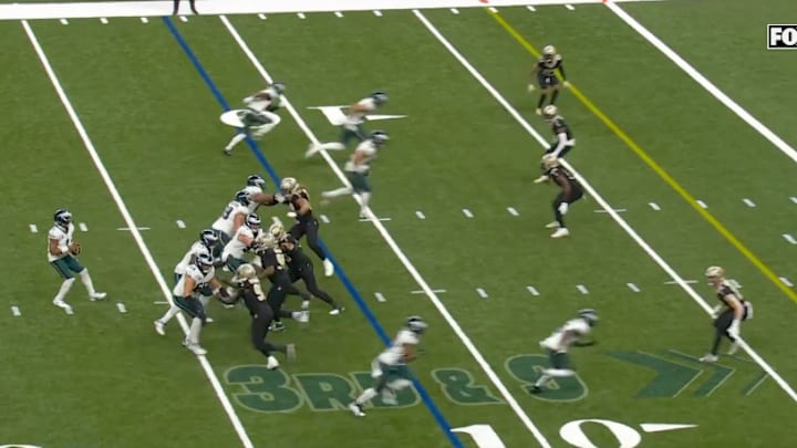 Jalen Hurts and the Eagles are struggling Sunday in New Orleans. Jalen Hurts and the Eagles are struggling Sunday in New Orleans.