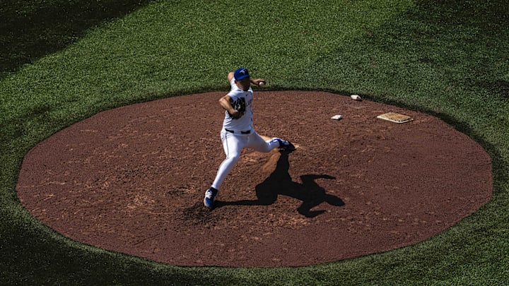 Toronto Blue Jays pitcher Yusei Kikuchi (16) pitches to the Detroit Tigers during the fifth inning at Rogers Centre on July 20. Toronto Blue Jays pitcher Yusei Kikuchi (16) pitches to the Detroit Tigers during the fifth inning at Rogers Centre on July 20.