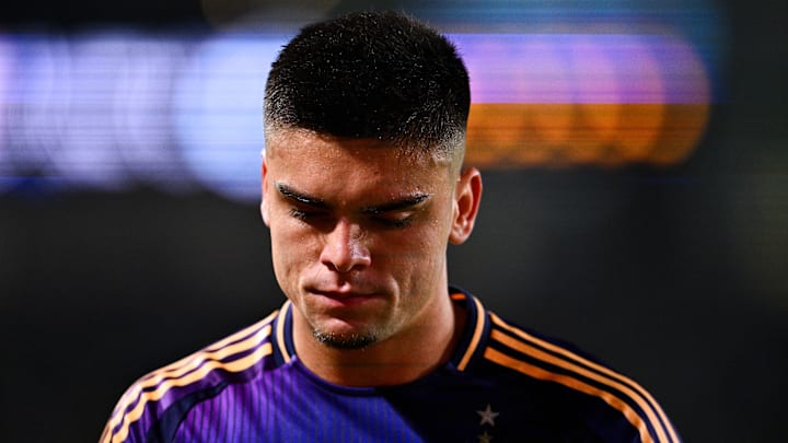 Apr 12, 2025; Carson, California, USA; LA Galaxy forward Gabriel Pec  (11) walks to a corner kick during the first half against the Houston Dynamo FC at Dignity Health Sports Park. Mandatory Credit: Kelvin Kuo-Imagn Images