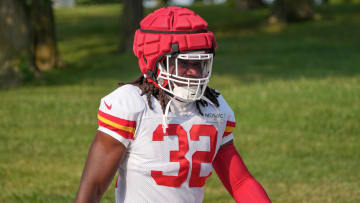 Jul 26, 2024; Kansas City, MO, USA; Kansas City Chiefs linebacker Nick Bolton (32) walks from the locker room to the fields prior to training camp at Missouri Western State University. Mandatory Credit: Denny Medley-USA TODAY Sports