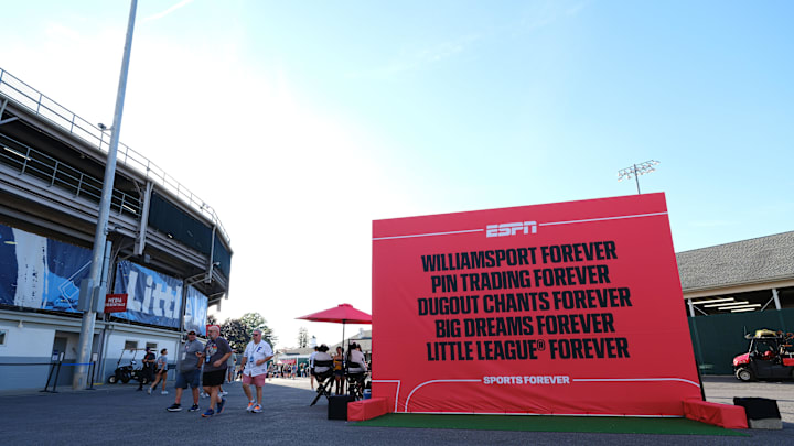 A view of the ESPN display before the game between Metro Region and Midwest Region at Howard J Lamade Stadium on Aug. 18.