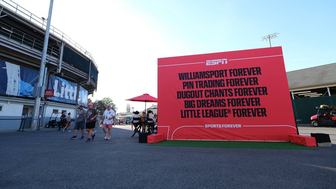 Williamsport, PA, USA; A view of the ESPN display before the game at Howard J Lamade Stadium. Mandatory Credit: Kyle Ross-Imagn Images