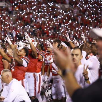 Aug 29, 2024; Salt Lake City, Utah, USA; The Utah Utes observe a moment of loudness between the third and fourth quarters of the game against the Southern Utah Thunderbirds at Rice-Eccles Stadium. Mandatory Credit: Rob Gray-USA TODAY Sports