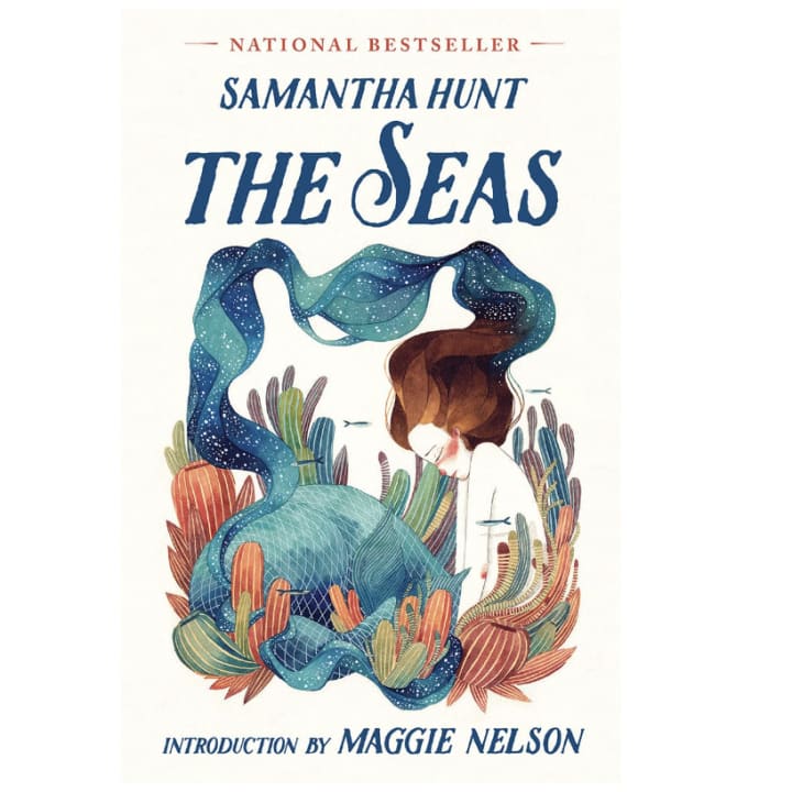 One of the best books to read in winter is pictured, "The Seas" by Samantha Hunt.