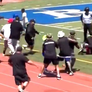 A fight among adults broke out at a youth football game in Baldwin Park, Calif.