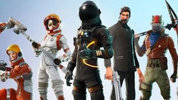 Six Fortnite characters posing for a picture.