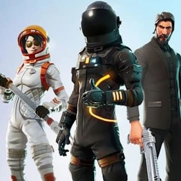 Six Fortnite characters posing for a picture.