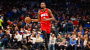 Dec 6, 2025; Dallas, Texas, USA; Houston Rockets forward Kevin Durant (7) brings the ball up the court during the first quarter against the Dallas Mavericks at American Airlines Center. Mandatory Credit: Andrew Dieb-Imagn Images