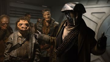 Pirates Vane and Captain Silvo in Lucasfilm’s STAR WARS: SKELETON CREW, exclusively on Disney+. Photo by Matt Kennedy. ©2024 Lucasfilm Ltd. & TM. All Rights Reserved.